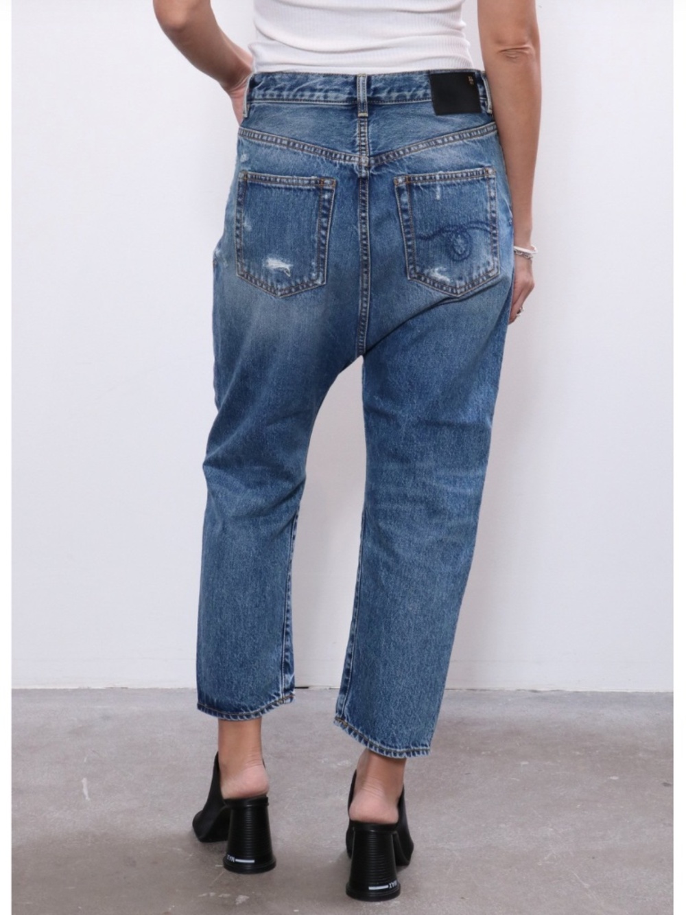 R13 Tailored Drop Denim Jean in Bain wash - 27 - Picture 3 of 17